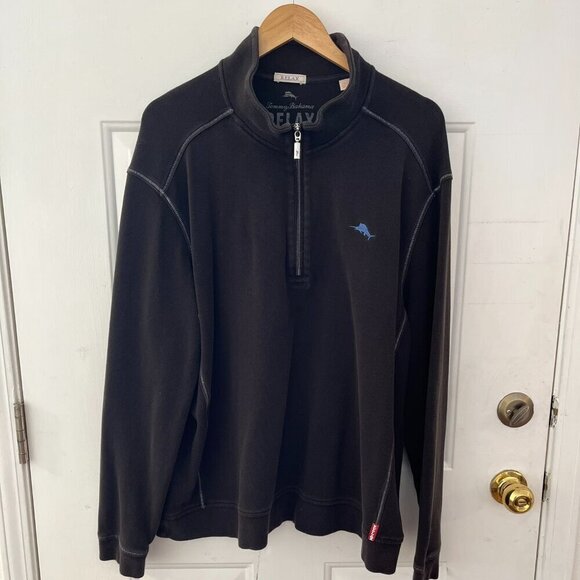 Tommy Bahama Men's Relax Black Half Zipper Spring Jacket Sz XXL - Picture 1 of 7